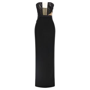 Nensi Dojaka Black Viscose Long Women's Dress